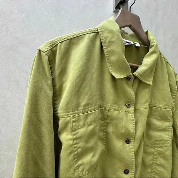 VTG Chico’s || Lemongrass Shacket Micro Suede Chore Top Sz 3 (XL) 90s Boho - Picture 5 of 6